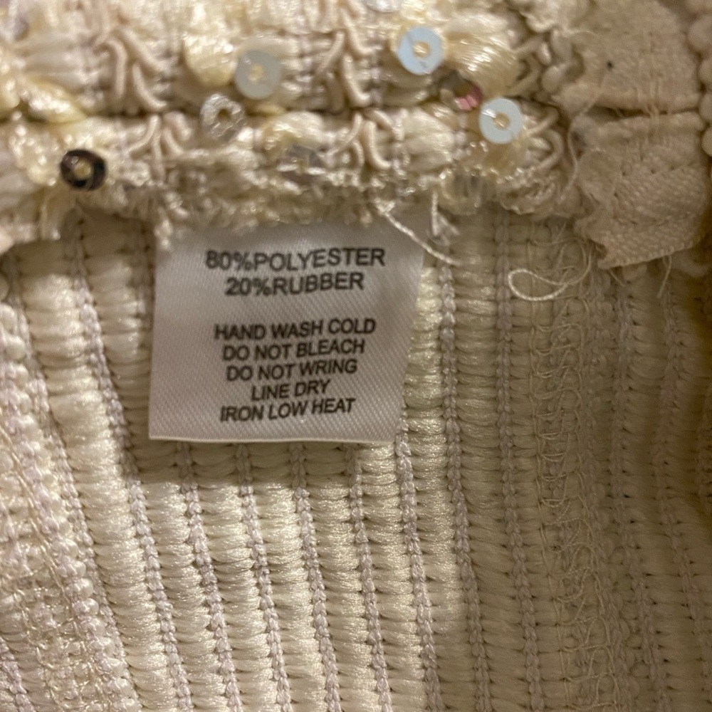 Ginger G Pleated Cream Sequin Tweed Mini Skirt Party Size Large - Picture 8 of 8